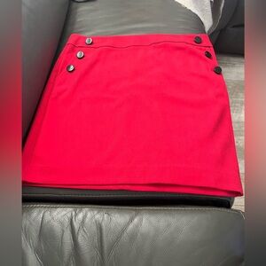 LOFT Red mini Skirt with Black Button Details